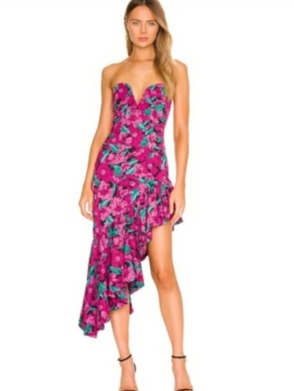 Lovers and Friends Kate Tatjana Floral Midi Dress Cocktail Party Wedding Guest L
